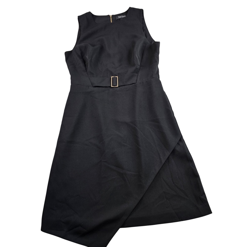 WHITE HOUSE BLACK MARKET Sleeveless Sheath Dress Sz 4 Black Gold‎ Buckle